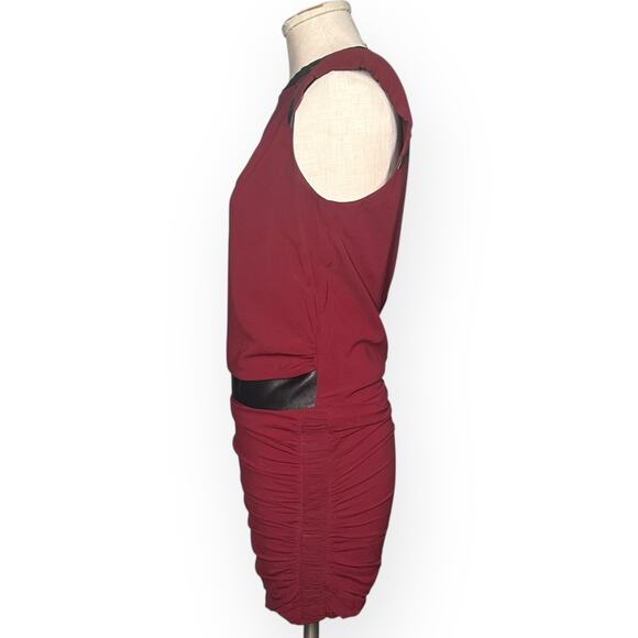 IRO PARIS Silk Blend Setani Mini Dress Sheath Ruched Burgundy Career Cocktail M - Picture 6 of 12